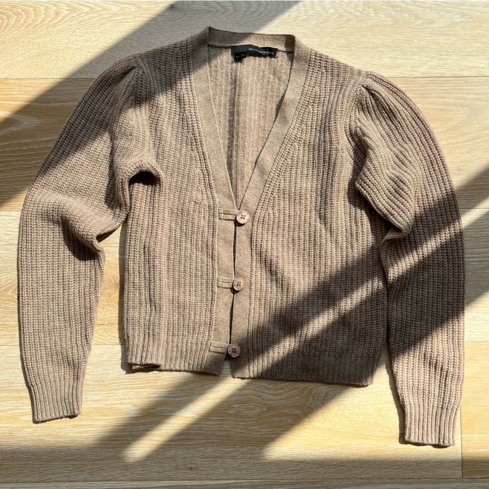 360 Cashmere Wool Cashmere V-Neck Cardigan Camel Color Size XS